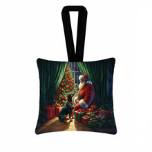 Load image into Gallery viewer, Doberman Pinscher and Santa Claus Hanging Square Fabric Ornament 3.5 × 3.5