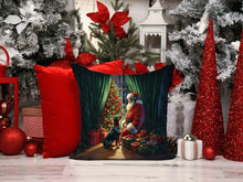 Load image into Gallery viewer, Doberman Pinscher and Santa Claus Throw Pillow - 14x14 Decorative Pillow – Art for Your Home &amp; Patio