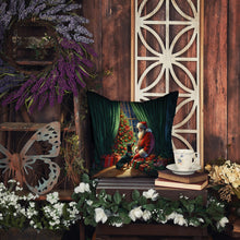 Load image into Gallery viewer, Doberman Pinscher and Santa Claus Throw Pillow