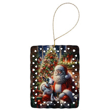 Load image into Gallery viewer, English Bull Terrier and Santa Claus Porcelain Ornament
