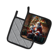 Load image into Gallery viewer, English Bull Terrier and Santa Claus Pot Holders - Set of 2 Decorative Kitchen Helpers | Made in the USA
