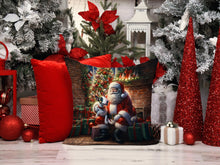 Load image into Gallery viewer, English Bull Terrier and Santa Claus Throw Pillow - 14x14 Decorative Pillow – Art for Your Home &amp; Patio