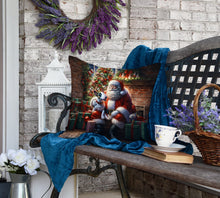 Load image into Gallery viewer, English Bull Terrier and Santa Claus Throw Pillow