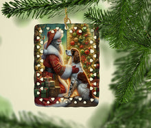Load image into Gallery viewer, English Setter and Santa Claus Porcelain Ornament