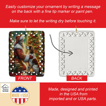 Load image into Gallery viewer, English Setter and Santa Claus Porcelain Ornament