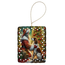 Load image into Gallery viewer, English Setter and Santa Claus Porcelain Ornament
