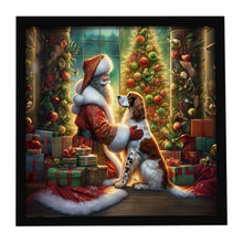 Load image into Gallery viewer, English Setter and Santa Claus Framed Metal Print