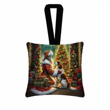 Load image into Gallery viewer, English Setter and Santa Claus Hanging Square Fabric Ornament 3.5 × 3.5