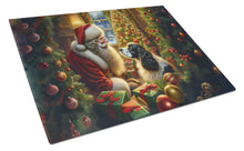 Load image into Gallery viewer, English Springer Spaniel and Santa Claus Glass Cutting Boards – Durable, Decorative Kitchen Art