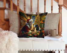 Load image into Gallery viewer, English Springer Spaniel and Santa Claus Throw Pillow - 14x14 Decorative Pillow – Art for Your Home &amp; Patio