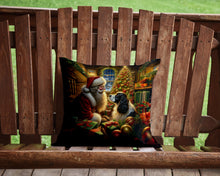 Load image into Gallery viewer, English Springer Spaniel and Santa Claus Throw Pillow - 14x14 Decorative Pillow – Art for Your Home &amp; Patio