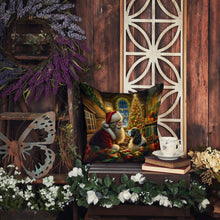 Load image into Gallery viewer, English Springer Spaniel and Santa Claus Throw Pillow