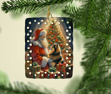 Load image into Gallery viewer, Finnish Spitz and Santa Claus Porcelain Ornament