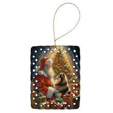 Load image into Gallery viewer, Finnish Spitz and Santa Claus Porcelain Ornament
