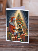 Load image into Gallery viewer, Finnish Spitz and Santa Claus Greeting Cards - Blank Note Cards – 8-Pack of Artist-Designed Cards with Envelopes