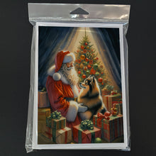 Load image into Gallery viewer, Finnish Spitz and Santa Claus Greeting Cards - Blank Note Cards – 8-Pack of Artist-Designed Cards with Envelopes