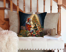 Load image into Gallery viewer, Finnish Spitz and Santa Claus Throw Pillow - 14x14 Decorative Pillow – Art for Your Home &amp; Patio