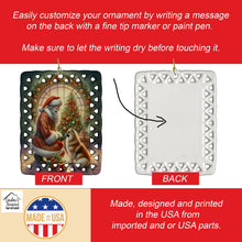 Load image into Gallery viewer, Finnish Spitz and Santa Claus Porcelain Ornament