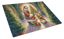 Load image into Gallery viewer, Finnish Spitz and Santa Claus Glass Cutting Boards – Durable, Decorative Kitchen Art