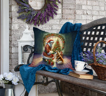 Load image into Gallery viewer, Finnish Spitz and Santa Claus Throw Pillow