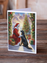 Load image into Gallery viewer, Flat-Coated Retriever and Santa Claus Greeting Cards - Blank Note Cards – 8-Pack of Artist-Designed Cards with Envelopes