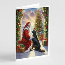 Load image into Gallery viewer, Flat-Coated Retriever and Santa Claus Greeting Cards - Blank Note Cards – 8-Pack of Artist-Designed Cards with Envelopes