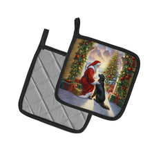 Load image into Gallery viewer, Flat-Coated Retriever and Santa Claus Pot Holders - Set of 2 Decorative Kitchen Helpers | Made in the USA