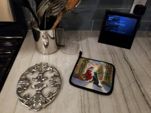 Load image into Gallery viewer, Flat-Coated Retriever and Santa Claus Pot Holders - Set of 2 Decorative Kitchen Helpers | Made in the USA