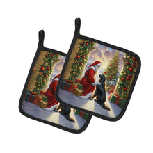 Load image into Gallery viewer, Flat-Coated Retriever and Santa Claus Pot Holders - Set of 2 Decorative Kitchen Helpers | Made in the USA