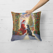 Load image into Gallery viewer, Flat-Coated Retriever and Santa Claus Throw Pillow