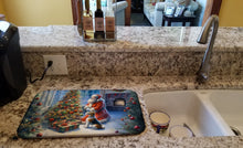 Load image into Gallery viewer, Fox Terrier and Santa Claus Dish Drying Mat