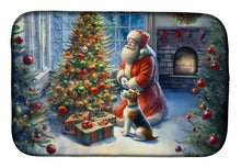 Load image into Gallery viewer, Fox Terrier and Santa Claus Dish Drying Mat