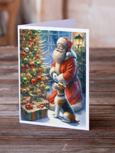 Load image into Gallery viewer, Fox Terrier and Santa Claus Greeting Cards - Blank Note Cards – 8-Pack of Artist-Designed Cards with Envelopes