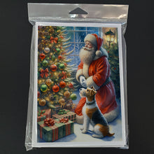 Load image into Gallery viewer, Fox Terrier and Santa Claus Greeting Cards - Blank Note Cards – 8-Pack of Artist-Designed Cards with Envelopes