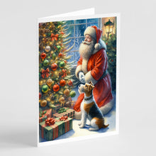 Load image into Gallery viewer, Fox Terrier and Santa Claus Greeting Cards - Blank Note Cards – 8-Pack of Artist-Designed Cards with Envelopes
