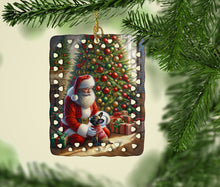 Load image into Gallery viewer, French Bulldog and Santa Claus Porcelain Ornament