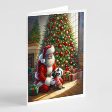 Load image into Gallery viewer, French Bulldog and Santa Claus Greeting Cards - Blank Note Cards – 8-Pack of Artist-Designed Cards with Envelopes