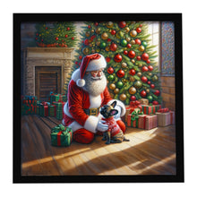 Load image into Gallery viewer, French Bulldog and Santa Claus Framed Metal Print