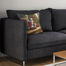 Load image into Gallery viewer, French Bulldog and Santa Claus Throw Pillow - 14x14 Decorative Pillow – Art for Your Home &amp; Patio