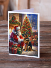Load image into Gallery viewer, German Shepherd and Santa Claus Greeting Cards - Blank Note Cards – 8-Pack of Artist-Designed Cards with Envelopes