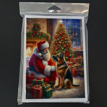 Load image into Gallery viewer, German Shepherd and Santa Claus Greeting Cards - Blank Note Cards – 8-Pack of Artist-Designed Cards with Envelopes