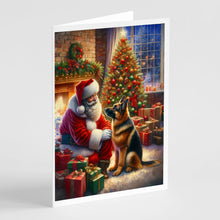 Load image into Gallery viewer, German Shepherd and Santa Claus Greeting Cards - Blank Note Cards – 8-Pack of Artist-Designed Cards with Envelopes