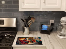 Load image into Gallery viewer, German Shepherd and Santa Claus Glass Cutting Boards – Durable, Decorative Kitchen Art