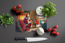 Load image into Gallery viewer, German Shepherd and Santa Claus Glass Cutting Boards – Durable, Decorative Kitchen Art