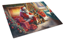 Load image into Gallery viewer, German Shepherd and Santa Claus Glass Cutting Boards – Durable, Decorative Kitchen Art