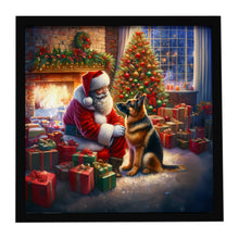 Load image into Gallery viewer, German Shepherd and Santa Claus Framed Metal Print