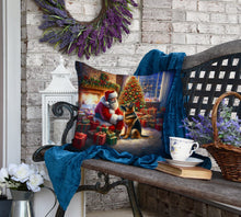 Load image into Gallery viewer, German Shepherd and Santa Claus Throw Pillow