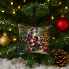 Load image into Gallery viewer, German Shorthaired Pointer and Santa Claus Hanging Square Fabric Ornament 3.5 × 3.5