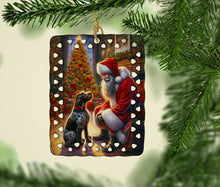 Load image into Gallery viewer, German Wirehaired Pointer and Santa Claus Porcelain Ornament