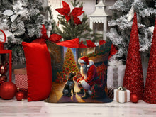Load image into Gallery viewer, German Wirehaired Pointer and Santa Claus Throw Pillow - 14x14 Decorative Pillow – Art for Your Home &amp; Patio